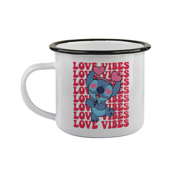 Lilo & Stitch Love vibes, Κούπα εμαγιέ με μαύρο χείλος 360ml