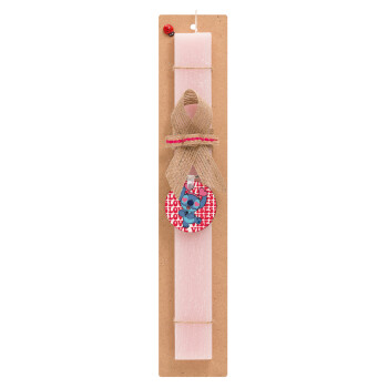 Lilo & Stitch Love vibes, Easter Set, wooden keychain & scented flat Easter candle (30cm) (PINK)