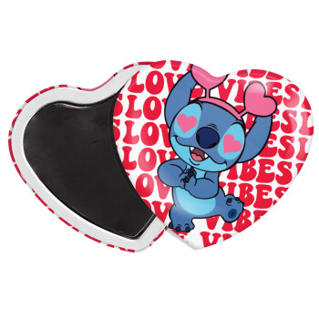 Lilo & Stitch Love vibes, Μαγνητάκι καρδιά (57x52mm)