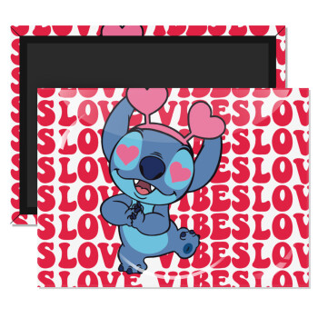 Lilo & Stitch Love vibes, Ορθογώνιο μαγνητάκι ψυγείου διάστασης 9x6cm