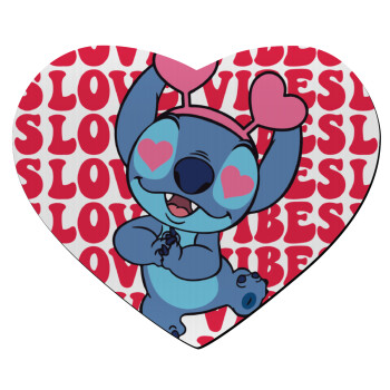 Lilo & Stitch Love vibes, Mousepad heart 23x20cm