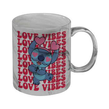 Lilo & Stitch Love vibes, Mug ceramic marble style, 330ml