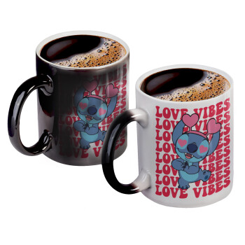 Lilo & Stitch Love vibes, Κούπα Μαγική, κεραμική, 330ml που αλλάζει χρώμα με το ζεστό ρόφημα (1 τεμάχιο)