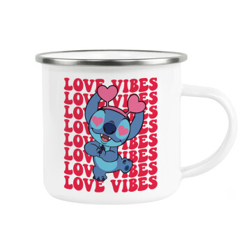 Lilo & Stitch Love vibes, Metallic enamel cup white 360ml