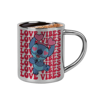Lilo & Stitch Love vibes, Double-wall metal cup for espresso (220ml)