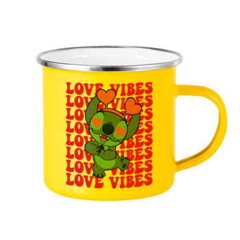 Lilo & Stitch Love vibes, Yellow Enamel Metallic Cup 360ml