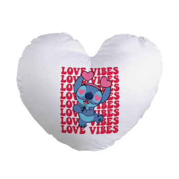Lilo & Stitch Love vibes, Μαξιλάρι καναπέ καρδιά 40x40cm περιέχεται το  γέμισμα