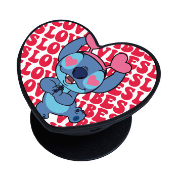 Lilo & Stitch Love vibes, Phone Holders Stand  καρδιά Μαύρο Βάση Στήριξης Κινητού στο Χέρι