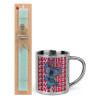 Easter Set, metallic thermal cup (300ml) & aromatic flat Easter candle (30cm) (TURQUOISE)