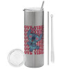 Tumbler stainless steel Silver 600ml, with metal straw & cleaning brush