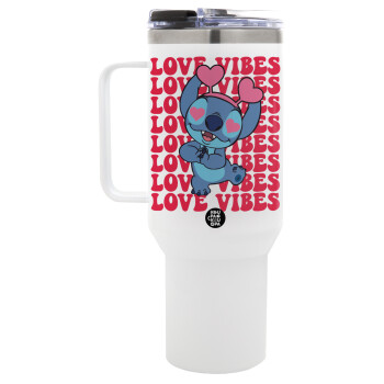 Lilo & Stitch Love vibes, Mega Stainless steel Tumbler with lid, double wall 1,2L