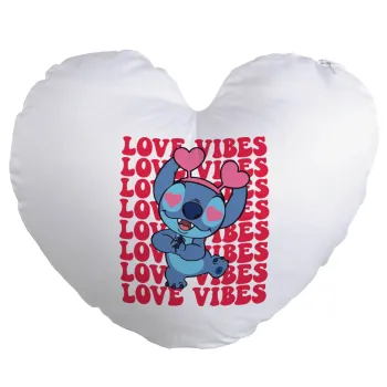 Lilo & Stitch Love vibes, Μαξιλάρι καναπέ καρδιά 40x40cm περιέχεται το  γέμισμα