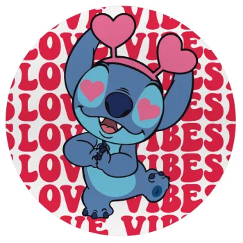 Lilo & Stitch Love vibes, Mousepad Στρογγυλό 20cm