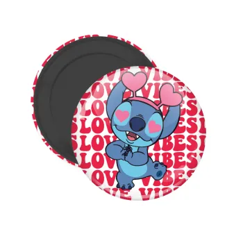 Lilo & Stitch Love vibes, Μαγνητάκι ψυγείου στρογγυλό διάστασης 5cm
