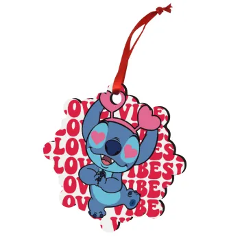 Lilo & Stitch Love vibes, Στολίδι Χριστουγεννιάτικο στολίδι snowflake ξύλινο 7.5cm