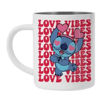 Lilo & Stitch Love vibes, Mug Stainless steel double wall 300ml