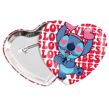 Lilo & Stitch Love vibes, Κονκάρδα παραμάνα καρδιά (57x52mm)