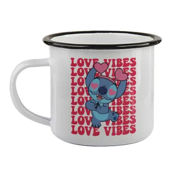 Lilo & Stitch Love vibes, Κούπα εμαγιέ με μαύρο χείλος 360ml