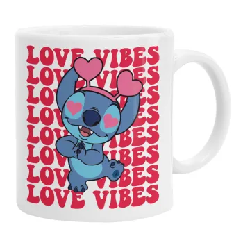 Lilo & Stitch Love vibes, Ceramic coffee mug, 330ml