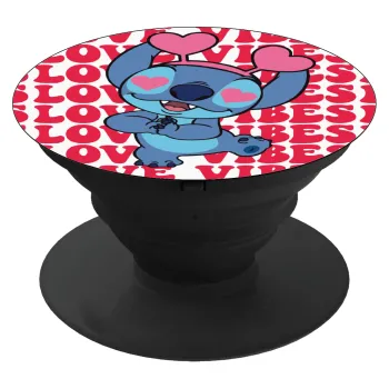 Lilo & Stitch Love vibes, Phone Holders Stand  Black Hand-held Mobile Phone Holder