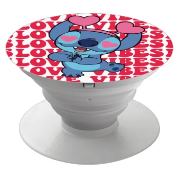 Lilo & Stitch Love vibes, Phone Holders Stand  White Hand-held Mobile Phone Holder
