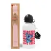 Easter Set, metallic aluminum bottle (500ml) & aromatic flat Easter candle (30cm) (PINK)