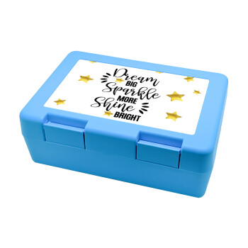 Dream big, Sparkle more, Shine bright, Children's cookie container LIGHT BLUE 185x128x65mm (BPA free plastic)