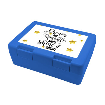 Dream big, Sparkle more, Shine bright, Children's cookie container BLUE 185x128x65mm (BPA free plastic)