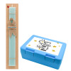 Easter Set, children's snack container BLUE & Easter aromatic flat candle (30cm) (TURQUOISE)