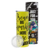 Neon Yellow Travel Tumbler θερμό, μεταλλικό καλαμάκι(Ανωξείδωτο 304 Food grade, BPA free, 600ml)