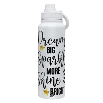 Dream big, Sparkle more, Shine bright, 1L Stainless Steel Thermal Bottle with Phone Holder & Double Wall Insulation