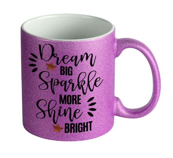 Dream big — Κούπα Μωβ Glitter που γυαλίζει, κεραμική, 330ml