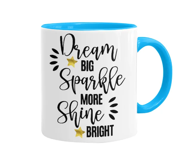 Dream big — Κούπα χρωματιστή γαλάζια, κεραμική, 330ml