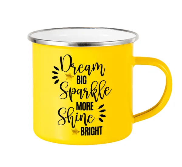 Dream big — Yellow Enamel Metallic Cup 360ml