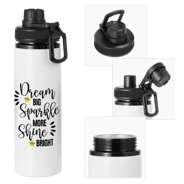 Dream big — Metal water bottle with safety cap, aluminum 850ml