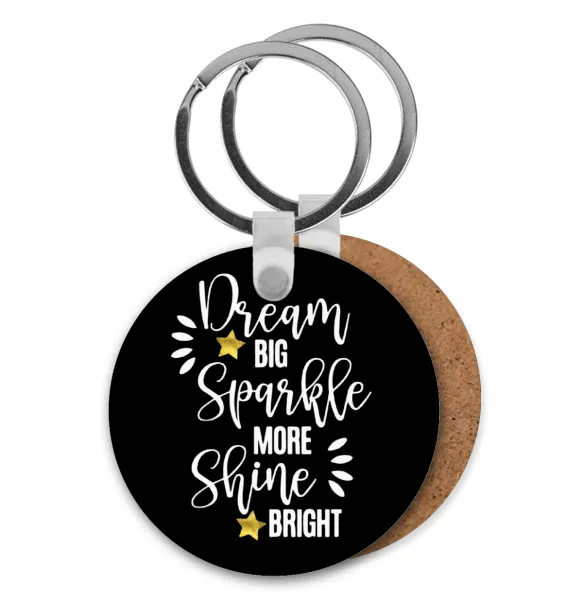 Dream big — Round wooden MDF keychain, Ø5cm