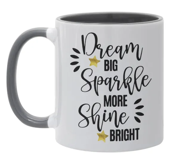 Dream big — Κούπα χρωματιστή γκρι, κεραμική, 330ml