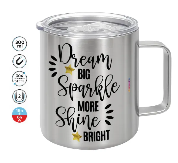 Dream big — Double-walled stainless steel mug 300ml with temperature-retaining lid