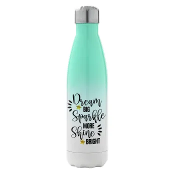Dream big, Sparkle more, Shine bright, Metal mug thermos Green/White (Stainless steel), double wall, 500ml