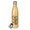 Μεταλλικό παγούρι θερμός Glitter χρυσό (Stainless steel), διπλού τοιχώματος, 500ml