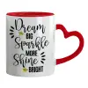 Mug heart red handle, ceramic, 330ml