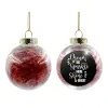 Στολίδι Χριστουγεννιάτικη μπάλα δένδρου διάφανη με κόκκινο γέμισμα 8cm