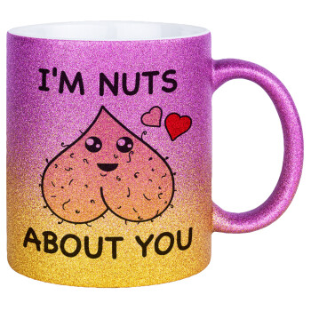 I'm Nuts About You, Κούπα Χρυσή/Ροζ Glitter, κεραμική, 330ml