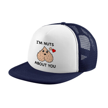 I'm Nuts About You, Καπέλο παιδικό Soft Trucker με Δίχτυ ΜΠΛΕ ΣΚΟΥΡΟ/ΛΕΥΚΟ (POLYESTER, ΠΑΙΔΙΚΟ, ONE SIZE)