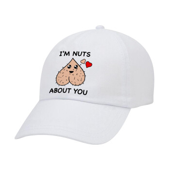 I'm Nuts About You, Καπέλο ενηλίκων Jockey Λευκό (snapback, 5-φύλλο, unisex)