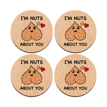 I'm Nuts About You, ΣΕΤ x4 Σουβέρ ξύλινα στρογγυλά plywood (9cm)