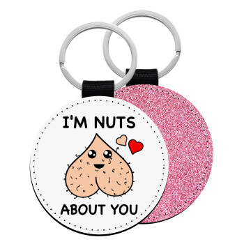I'm Nuts About You, Μπρελόκ Δερματίνη, στρογγυλό ΡΟΖ (5cm)