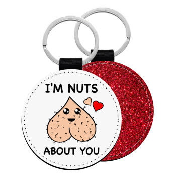 I'm Nuts About You, Μπρελόκ Δερματίνη, στρογγυλό ΚΟΚΚΙΝΟ (5cm)