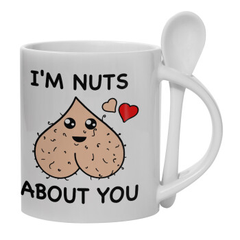 I'm Nuts About You, Ceramic coffee mug with Spoon, 330ml (1pcs)