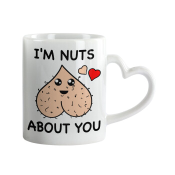 I'm Nuts About You, Κούπα καρδιά χερούλι λευκή, κεραμική, 330ml
